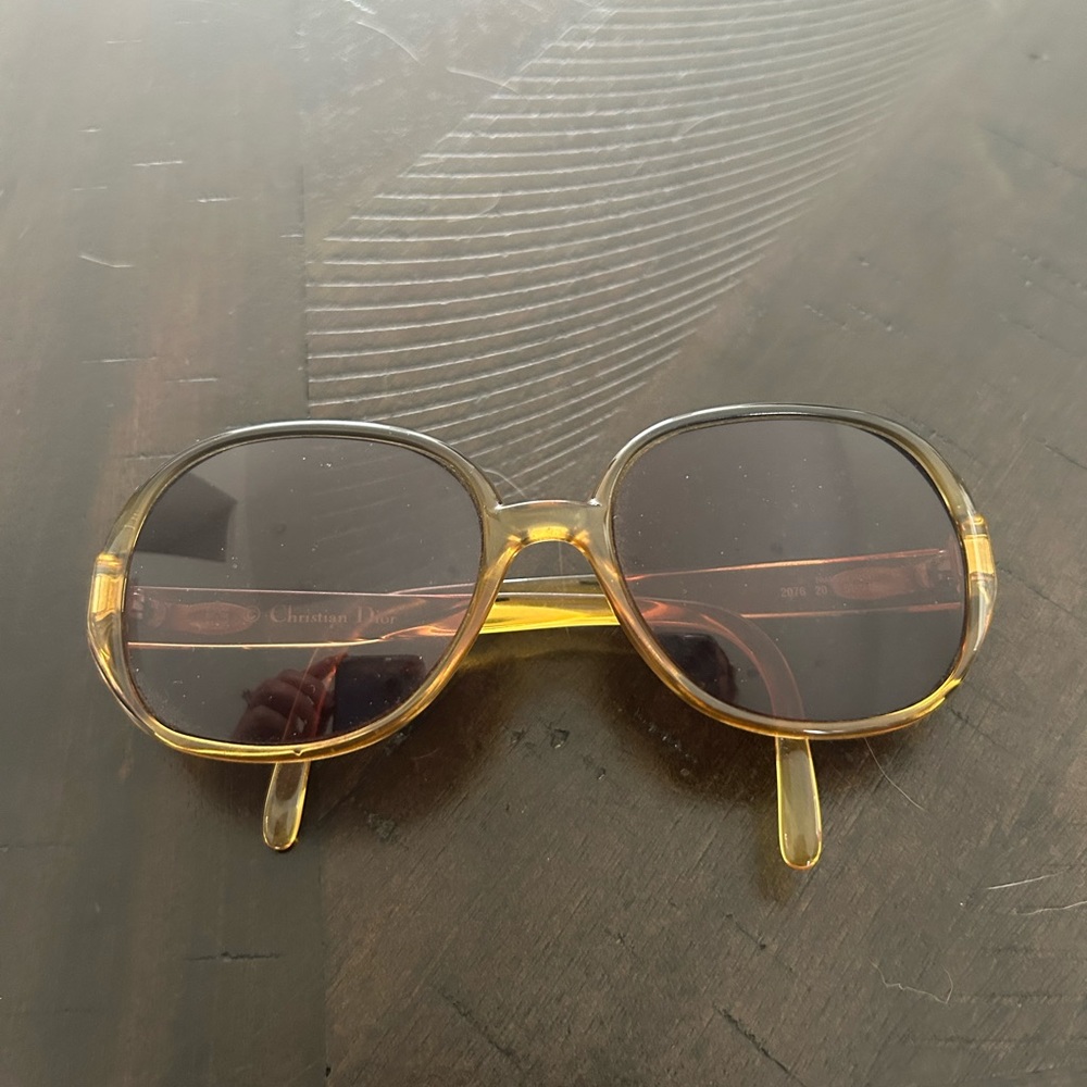 VINTAGE Christian Dior 2076 10 51 16 Sunglasses Yellow Round